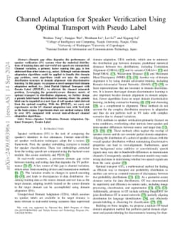 Channel Adaptation for Speaker Verification Using Optimal Transport with
  Pseudo Label