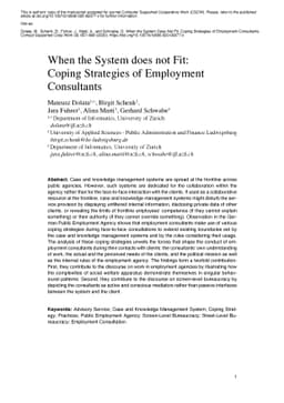 When the System does not Fit: Coping Strategies of Employment
  Consultants