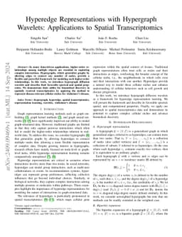 Hyperedge Representations with Hypergraph Wavelets: Applications to
  Spatial Transcriptomics