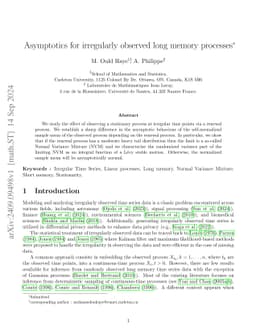 Asymptotics for irregularly observed long memory processes