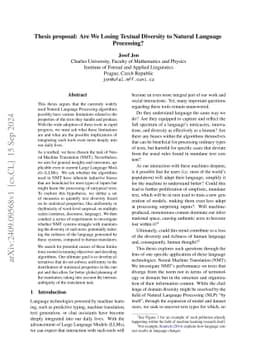 Thesis proposal: Are We Losing Textual Diversity to Natural Language
  Processing?
