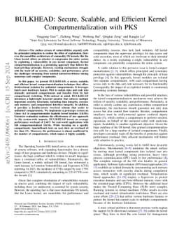 BULKHEAD: Secure, Scalable, and Efficient Kernel Compartmentalization
  with PKS