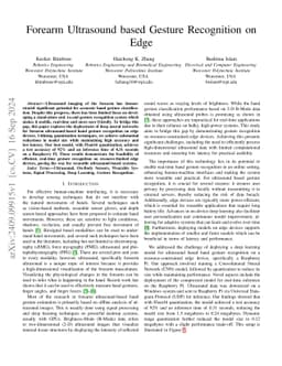 Forearm Ultrasound based Gesture Recognition on Edge