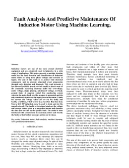 Fault Analysis And Predictive Maintenance Of Induction Motor Using
  Machine Learning