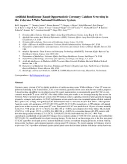 Artificial Intelligence-Based Opportunistic Coronary Calcium Screening
  in the Veterans Affairs National Healthcare System