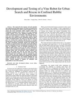 Development and Testing of a Vine Robot for Urban Search and Rescue in
  Confined Rubble Environments