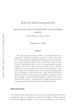 LLMs for clinical risk prediction