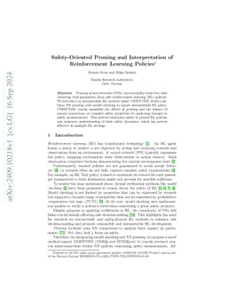 Safety-Oriented Pruning and Interpretation of Reinforcement Learning
  Policies