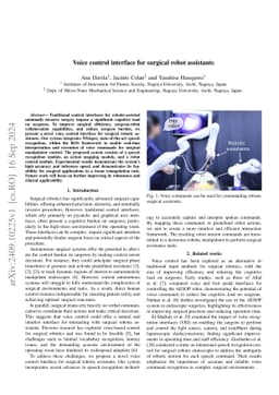 Voice control interface for surgical robot assistants