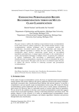 Enhancing Personalized Recipe Recommendation Through Multi-Class
  Classification