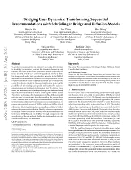Bridging User Dynamics: Transforming Sequential Recommendations with
  Schrödinger Bridge and Diffusion Models