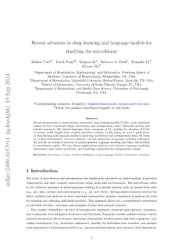 Recent advances in deep learning and language models for studying the
  microbiome