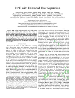 HPC with Enhanced User Separation