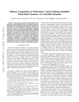 Efficient Computation of Whole-Body Control Utilizing Simplified Whole-Body Dynamics via Centroidal Dynamics