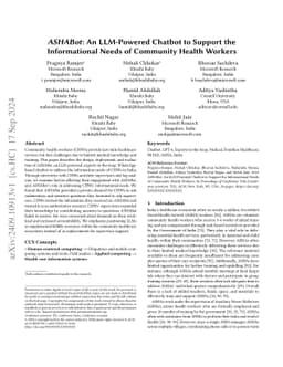 ASHABot: An LLM-Powered Chatbot to Support the Informational Needs of
  Community Health Workers