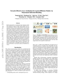 Towards Effective User Attribution for Latent Diffusion Models via
  Watermark-Informed Blending