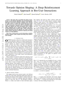 Towards Opinion Shaping: A Deep Reinforcement Learning Approach in
  Bot-User Interactions