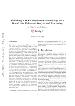 Unlocking NACE Classification Embeddings with OpenAI for Enhanced
  Analysis and Processing