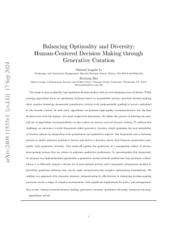Balancing Optimality and Diversity: Human-Centered Decision Making
  through Generative Curation