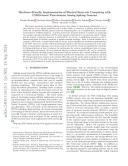 Hardware-Friendly Implementation of Physical Reservoir Computing with
  CMOS-based Time-domain Analog Spiking Neurons