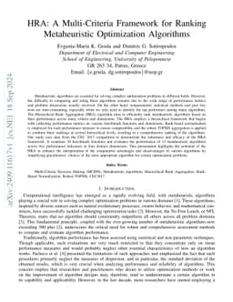 HRA: A Multi-Criteria Framework for Ranking Metaheuristic Optimization
  Algorithms