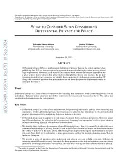 What to Consider When Considering Differential Privacy for Policy