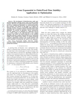From exponential to finite/fixed-time stability: Applications to
  optimization