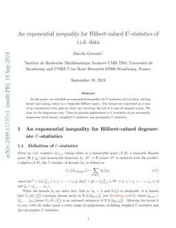 An exponential inequality for Hilbert-valued U-statistics of i.i.d. data