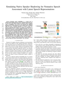 Simulating Native Speaker Shadowing for Nonnative Speech Assessment with
  Latent Speech Representations