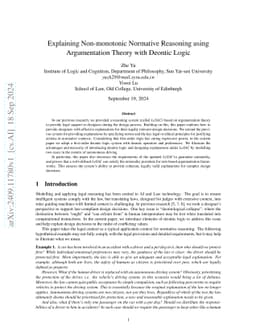 Explaining Non-monotonic Normative Reasoning using Argumentation Theory
  with Deontic Logic
