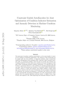 Constraint Guided AutoEncoders for Joint Optimization of Condition
  Indicator Estimation and Anomaly Detection in Machine Condition Monitoring