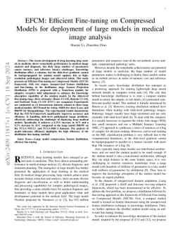 EFCM: Efficient Fine-tuning on Compressed Models for deployment of large
  models in medical image analysis