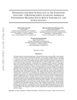 Optimizing Job Shop Scheduling in the Furniture Industry: A
  Reinforcement Learning Approach Considering Machine Setup, Batch Variability,
  and Intralogistics