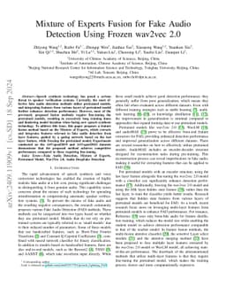 Mixture of Experts Fusion for Fake Audio Detection Using Frozen wav2vec
  2.0