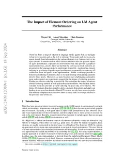 The Impact of Element Ordering on LM Agent Performance