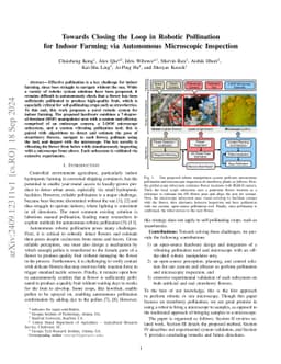 Towards Closing the Loop in Robotic Pollination for Indoor Farming via
  Autonomous Microscopic Inspection