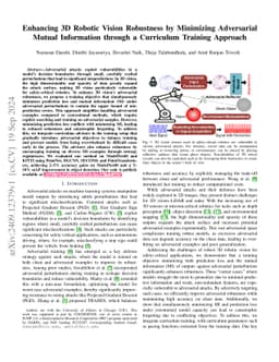 Enhancing 3D Robotic Vision Robustness by Minimizing Adversarial Mutual
  Information through a Curriculum Training Approach