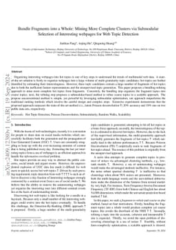 Bundle Fragments into a Whole: Mining More Complete Clusters via
  Submodular Selection of Interesting webpages for Web Topic Detection