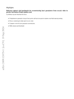 Reference Dataset and Benchmark for Reconstructing Laser Parameters from
  On-axis Video in Powder Bed Fusion of Bulk Stainless Steel