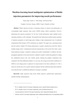 Machine-learning-based multipoint optimization of fluidic injection
  parameters for improving nozzle performance