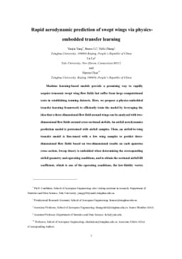 Rapid aerodynamic prediction of swept wings via physics-embedded
  transfer learning