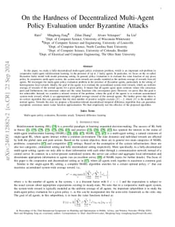 On the Hardness of Decentralized Multi-Agent Policy Evaluation under
  Byzantine Attacks