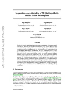 Improving generalisability of 3D binding affinity models in low data
  regimes