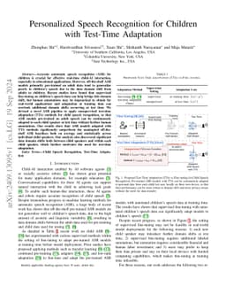 Personalized Speech Recognition for Children with Test-Time Adaptation