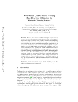 Admittance Control-based Floating Base Reaction Mitigation for Limbed
  Climbing Robots