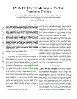 EMMeTT: Efficient Multimodal Machine Translation Training