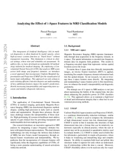 Analyzing the Effect of $k$-Space Features in MRI Classification Models