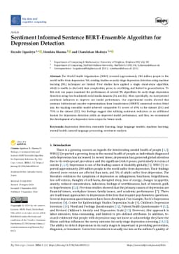 Sentiment Informed Sentence BERT-Ensemble Algorithm for Depression
  Detection