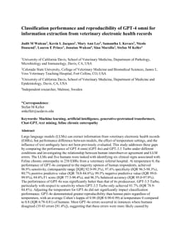 Classification performance and reproducibility of GPT-4 omni for
  information extraction from veterinary electronic health records