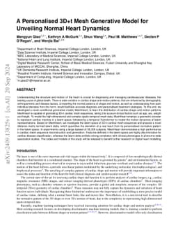 A Personalised 3D+t Mesh Generative Model for Unveiling Normal Heart Dynamics